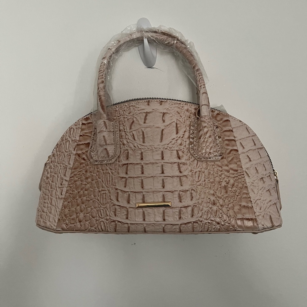 Women's Croc-Embossed Dome Satchel Handbag - Blush